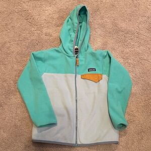 Patagonia Kids Turquoise and Light Gray Hoodie